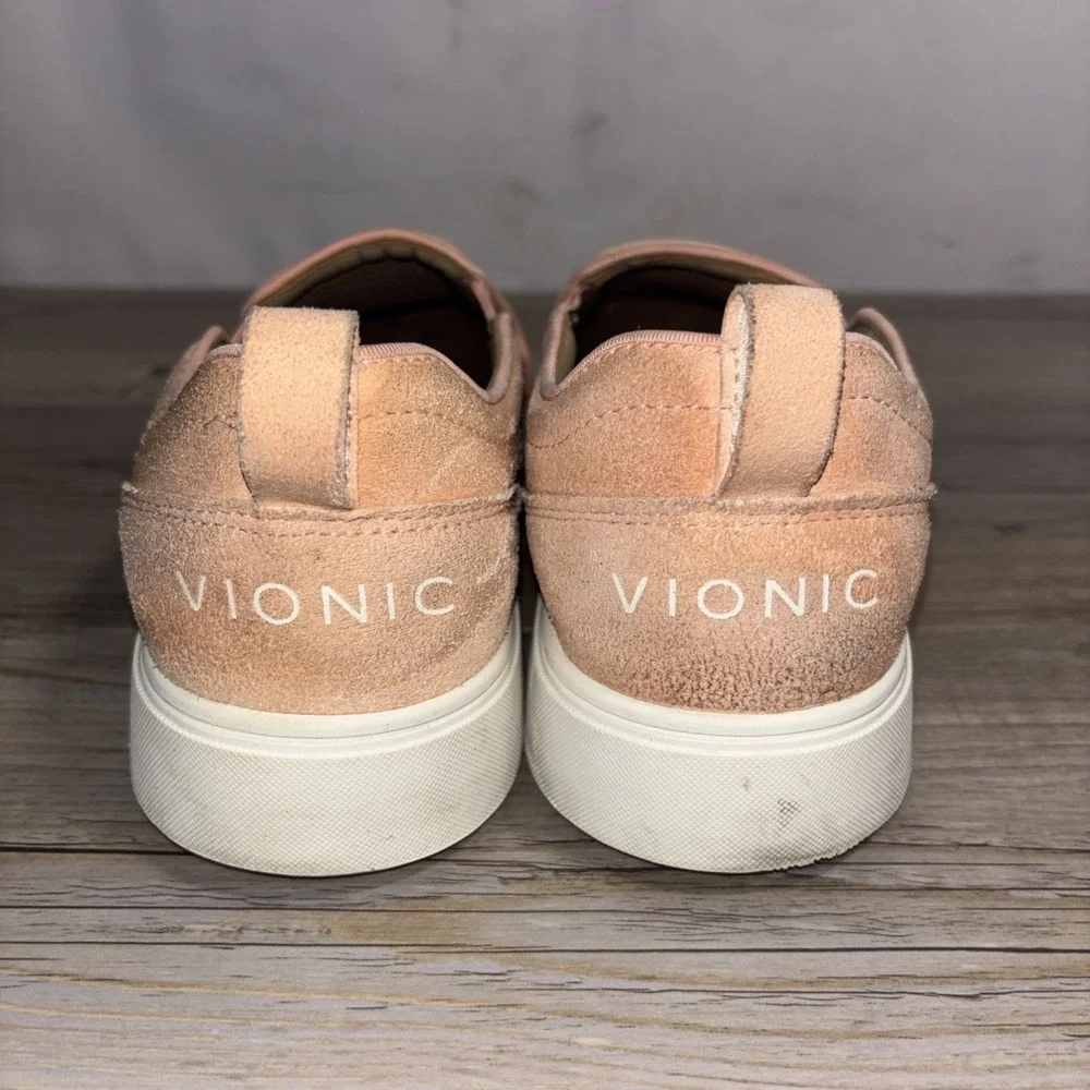 Women's 8 Vionic Kimmie Perf slip-on sneakers Pink Peach Suede Arch Support